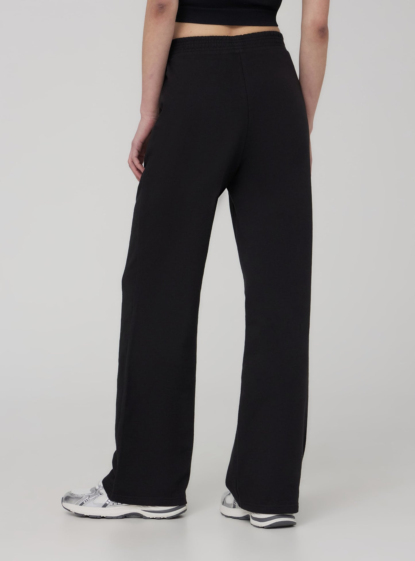Womens wide leg trouser embroidered winter terry pants