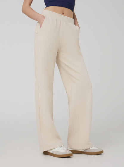 Womens wide leg trouser embroidered winter terry pants